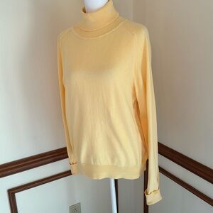 Talbots Butter Yellow Cotton Knit Turtleneck Sweater - PL